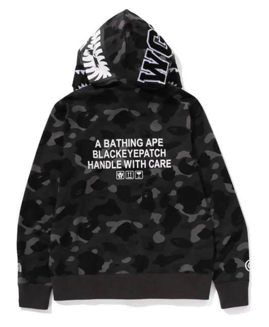 BAPE X Black Eye Patch Camo Shark Hoodie