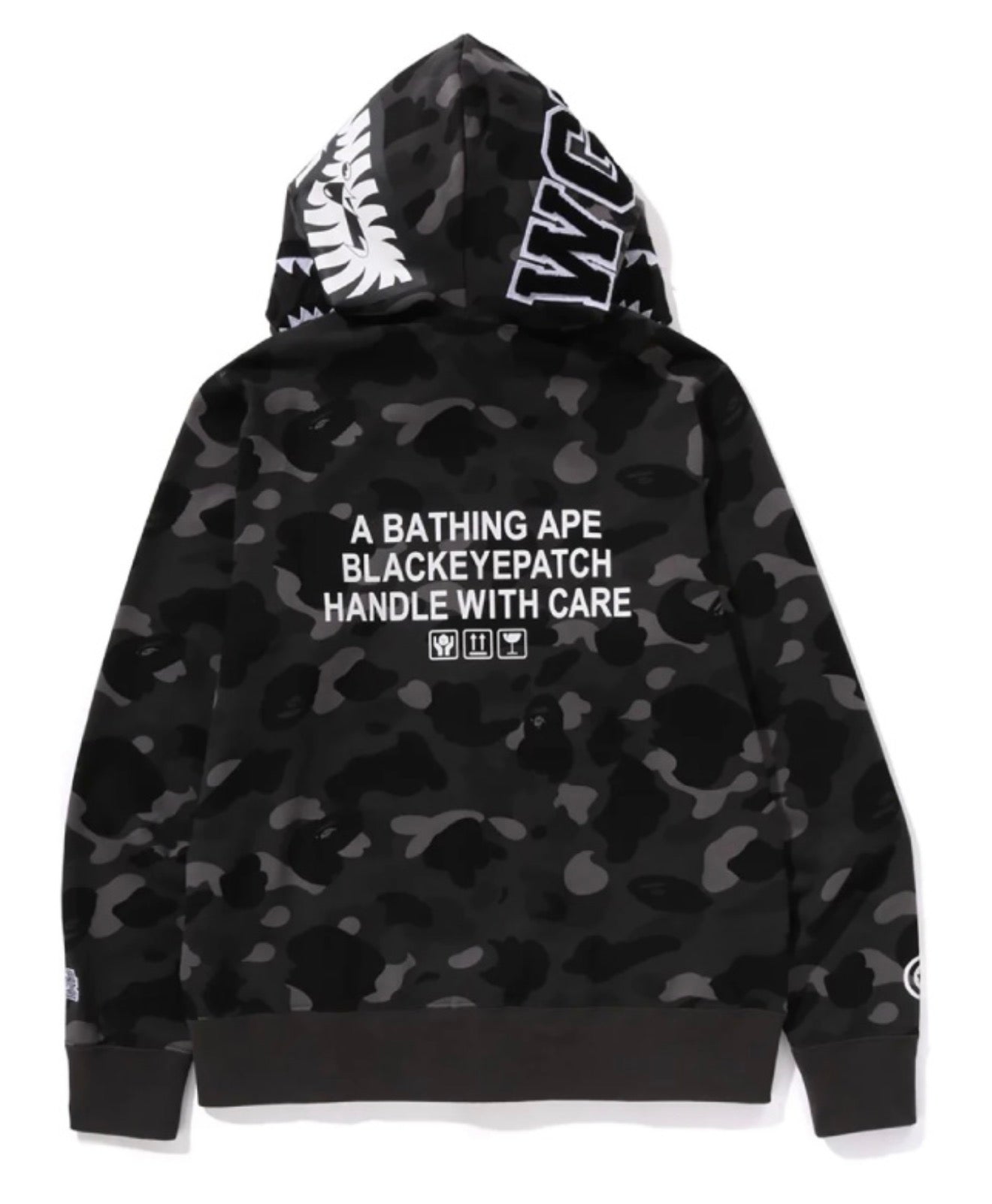 BAPE X Black Eye Patch Camo Shark Hoodie
