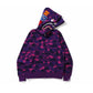 Camo Purple Shark Wide Full Zip Double Hoodie