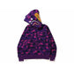 Camo Purple Shark Wide Full Zip Double Hoodie