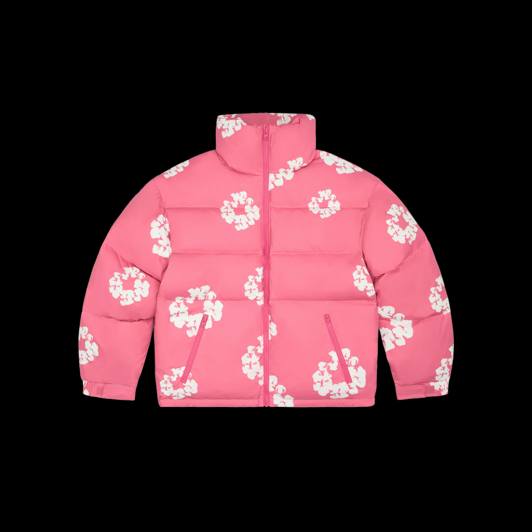 Denim Tears - Cotton Wreath Puffer Jacket Pink