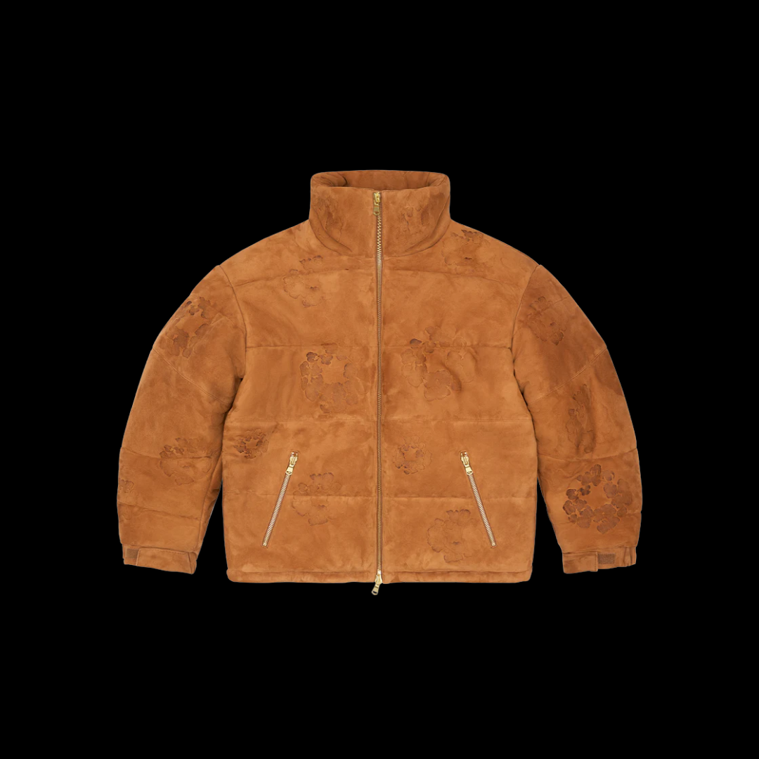 Denim Tears - Embossed Leather Wreath Puffer BrownPink