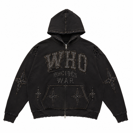 ADULT Who Decides War Embellished Hoodie
